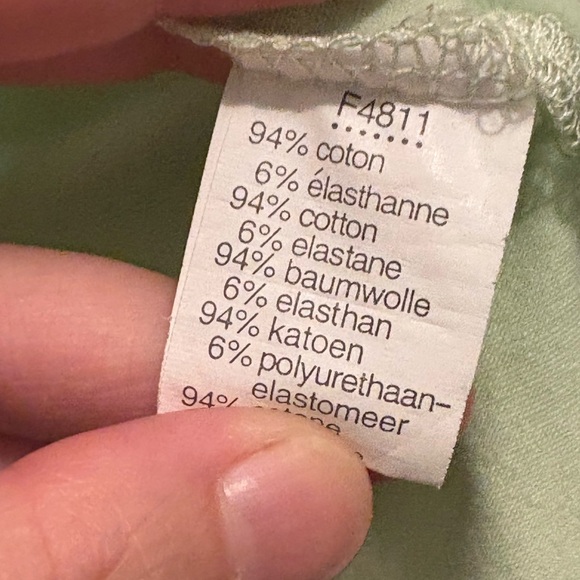 Women’s Lacoste Light Green Preppy Polo with Blue and Pink Striped Collar - Picture 3 of 4